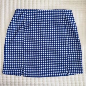 Blue and White Preppy Checkered Gingham Women's Mini Skirt